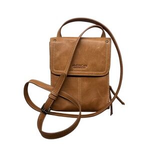 American Leather Co. Liberty Small Leather Crossbody Bag Tan Organizer